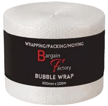 Bargain Factory Extra Large 300mm X 100m Roll of Quality Bubble Cushioning Wrap Roll - Strong, Affordable, and Ideal for House Moving, Removals, Packing, Shipping, and Mailing