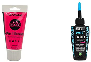 Zefal Pro 2 Lithium Bicycle Grease, 150ml,Black & Muc-Off Wet Chain Lube, 50 Millilitres - Biodegradable Bike Chain Lubricant, Suitable For All Types Of Bike - Formulated For Wet Weather Conditions