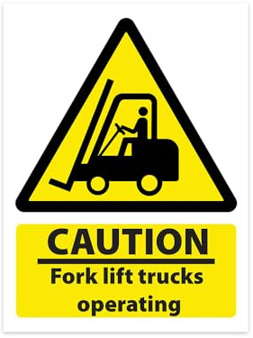 RDLCAR Fork Lift Trucks Operating 1mm Rigid PVC Pack of 1 Safety Signs Durable Warehouse Safety Warning Signage Heavy Duty 300mm x 400mm