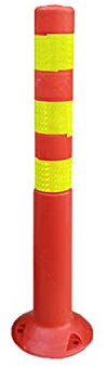 Plastic Fixed Traffic Post, Warning Post with Reflective Collars Security Bolt Bollards Warning Barrier Parking Bollards for Driveway Anti-collision Car Parking Bollard Cones, Red