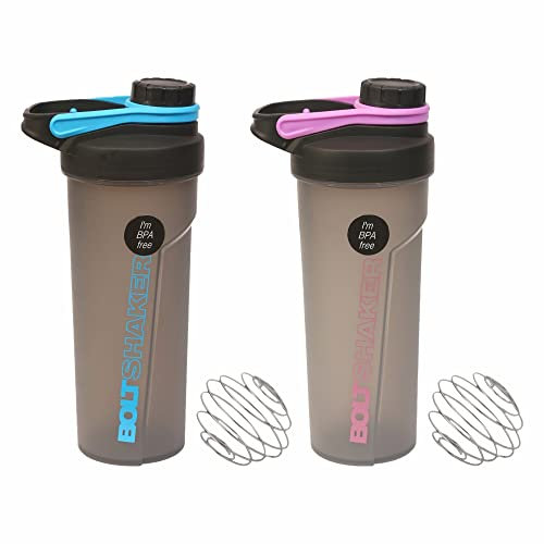 1 x 700ml Protein Shaker Bottle with Mixer Ball, Leak-Proof Screw-On Lid and Secure Drinking Flip Cap, 100% BPA Free for Gym Workout, Sports- Any Colour