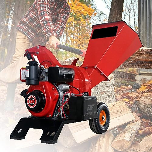 PEIXEN Biotrituratore per Alberi Diesel 173f, Biotrituratore Elettrico da Giardino, Serbatoio del Carburante da 3,6 L, Diametro di Triturazione <50 Mm, 8 Lame, Biotrituratore per Alberi Multiuso