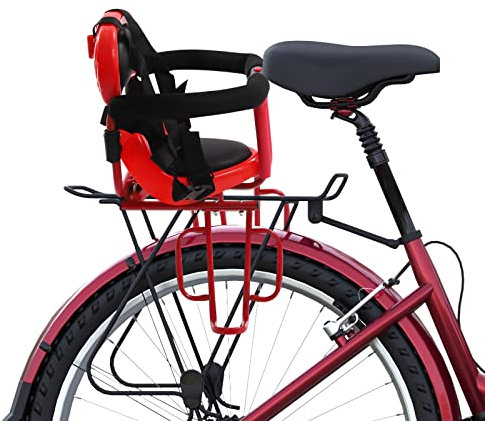 HauTour Asiento infantil para bicicleta, asiento trasero para niños, silla de montaña, fácil instalación, y asientos infantiles con sillas de alta seguridad, para niños de 6 meses a 6 años (rojo)