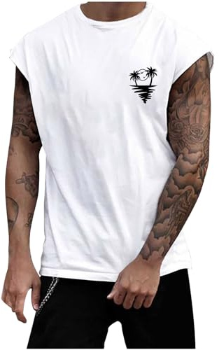 JokeLomple Estivo Smanicato Uomo Leggero - Canottiera Cotone e Lino Leggera Senza Maniche Estiva Canottiera Sportive Fitness Bodybuilding Canottiera Canotte Atletiche da Uomo per Lo Sport