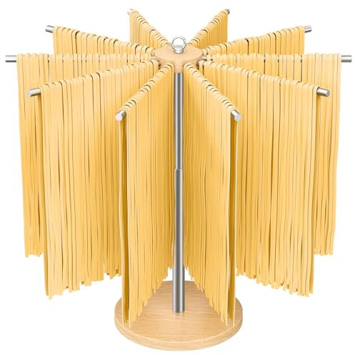 Pasta Drying Rack, Adjustable 304 Stainless Steels Pasta Rack with Handle, Detachable Stand Noodles Drying Hanger for Homemade Fresh Spaghetti, Tagliatelle, Fettuccine