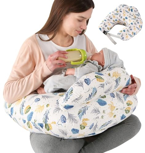 Mingfuxin Nursing Pillow for Breastfeeding, Multifunctional Breastfeeding Pillows with Adjustable Waist Strap & Safety Fence Pregnancy Maternity Pillow for Baby Bottle Feeding Pillows