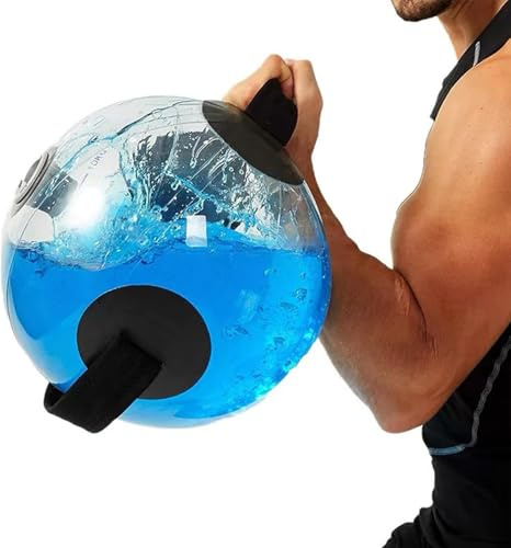 Bolsa de agua para levantamiento de pesas, pelota de agua aeróbica con bomba de pie, adecuado para entrenamiento de fuerza en interiores, levantamiento de pesas, saco de agua, equilibrio, fuerza