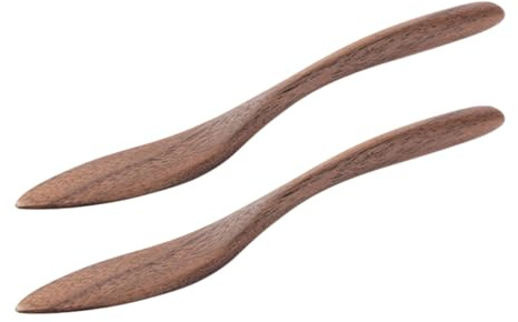 BESPORTBLE 2 pièces Couteaux à Beurre en Noyer Lot d'Épandeurs à Confiture et Fromage Ustensiles de Cuisine Ergonomiques en Bois Naturel Accessoires Maison pour Tartiner Beurre et Fruits