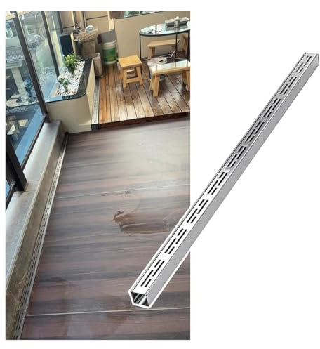 Kit canale di drenaggio sottile in acciaio inox - 5 pezzi Griglia stretta per terrazza, giardino, garage e vialetto - 7x3x100 cm (1 pezzo) - Sistema efficace di gestione dell'acqua