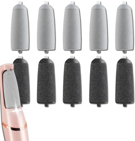 HUGJEPTTY 10 Pack Replacement Heads for Flawless Replacement Heads，Electric Feet Callus Remover Roller Refills Compatible with Most Flawless Pedi Haootadiy Zaboul etc(5 Black Coarse and 5 Gray Fine)