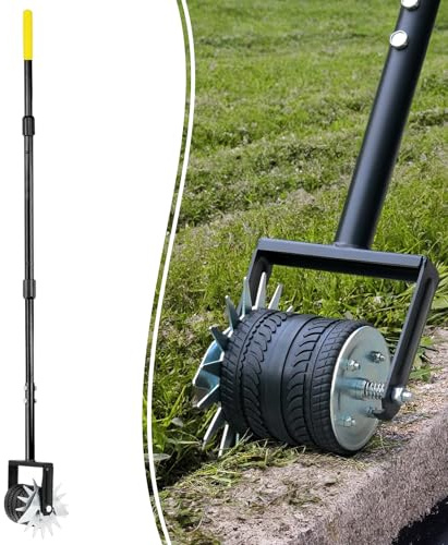 Colwelt Rotary Lawn Edger, Garden Lawn Edging Tool with Extra-Wide Rubber Wheel, Rotary Edger Lawn Tool with Reinforced Bracket, Wheel Edger Grass Edge Cutter for Garden Borders, Sidewalks, Driveways