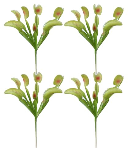 Evlasumflow 14 Artificial Venus Flytrap Plants 4pcs Lifelike Faux Carnivorous Venus Flytrap for Home Office Party Halloween Decorations(4pcs)