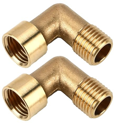 LEOUEANR 2 codos de latón de ángulo de 90 grados, rosca hembra a macho de 1/4 pulgadas, accesorio de tubería DN8 para tanque de agua y manguera de jardín