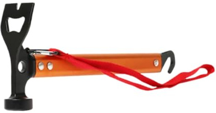 Aymzbd Martillo para Camping Martillo para Tienda de Campaña Mallete Ligero con Diseño Multifunción Gancho en El Mango Remover Clavos Adecuado para Jardín Ho, Naranja