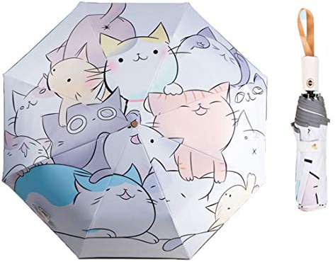 Rosavida Kids Automatic Open Cartoon Waterproof and UV-resistant Travel Umbrella - Compact Umbrellas for Girls and Boys