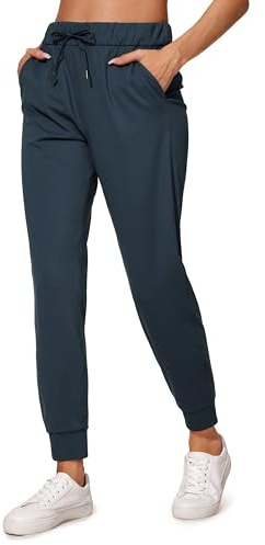 CRZ YOGA Women's Stretch Drawstring Sweatpants Joggers Trousers Casual Travel Pants with Pockets - 28 True Navy 10