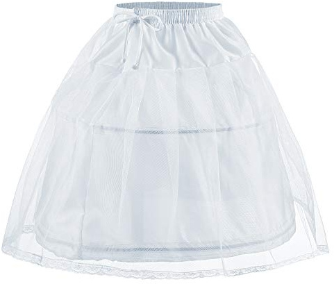 Abaowedding Flower Girls Petticoat with 2 Hoops Full Slip Elastic Child's Crinoline Underskirt 4-6 yrs White