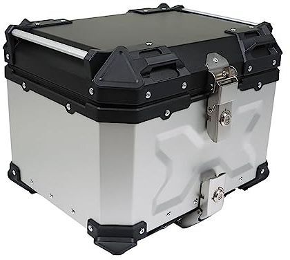 GXYWADY 45L-X Silver Aluminum Motorcycle Top Case Tail Box with Wide Space & Cool Appearance, Secure & Durable