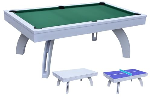 Biliardo Sirio Bianco 3-in-1: Tavolo da Gioco Elegante con Funzione Ping Pong e Accessori Completi