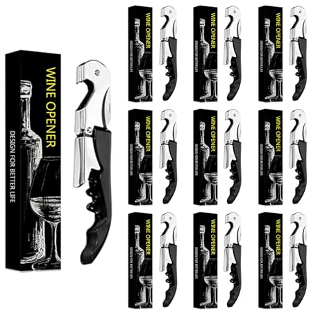Abridor de botellas con cuchillo de camarero, abridor de botellas de vino tinto,profesional de abridor de botellas de acero inoxidable, 3 en 1 Corte de papel de cerveza (40, Negro)