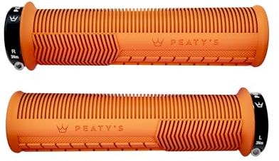Peaty's Monarch Grips - Mushroom Texture Bike Grips, Ergonomic Handlebar Grip for Trail Comfort, Supportive Thumb Pad & Finger Bars, Durable BMX, Ebike & Mountain Bike Grip - Thin 30-32mm, Orange