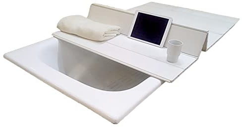 DMMFTERL Vassoio per Vasca da Bagno Vassoio per Vasca da Bagno, Copertura per Vasca Pieghevole, Copertura Isolante per Vasca, Coperchio per Vasca in PVC per Uso Domestico, Bianco, Spessore
