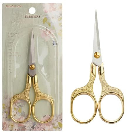 RAMGLYO Stickschere Kleine Handwerkliche Edelstahlschere zum Nähen von Fäden Handarbeiten Handarbeit 1 Stück (gold)