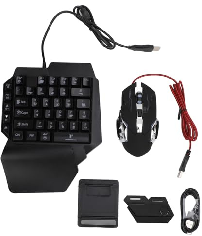 NutriEss Tastiera da gioco con una mano rgb e un supporto per telefono regolabile combo mouse 4 in 1 pacchetto combinato di giochi per dispositivi mobili per giocatori professionisti ABS