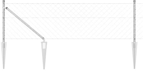 vidaXL Clôture en treillis avec poteaux Argent 0.8 x 25 m Acier, Panneaux de clôture en acier, durables pour jardin et terrasse, barrière privée, séparateur de jardin, extérieur