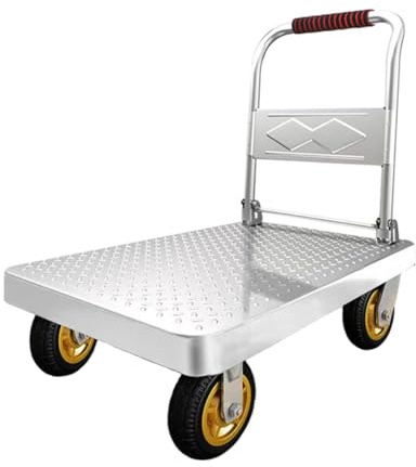 Chariot à plateforme en acier robuste d'une capacité de 600 kg - Diable pliable avec 90 x 60 cm à plat pour un chargement et un rangement faciles - Idéal pour l'entrepôt et la maison