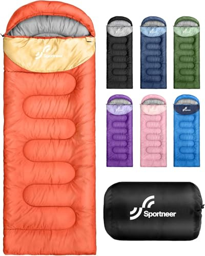 Sportneer Sacco a Pelo Adulto 220×80 cm – Caldo e Traspirante, 3-4 Stagioni Leggero e Compatto, per Campeggio, Trekking, Viaggi e Zaino in Spalla, 2KG