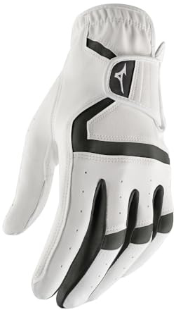 Mizuno Mens MX Synthetic Leather Golf Glove, Left Hand White/Black, Extra-Large