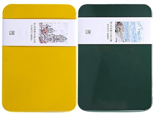 Postales de acuarela en lata, 24 hojas de postales de acuarela en blanco, 4 x 6 tarjetas de algodón en lata, 140 lb/300 g/m2 para pintura, tarjetas de felicitación, proyectos de arte de bricolaje, am