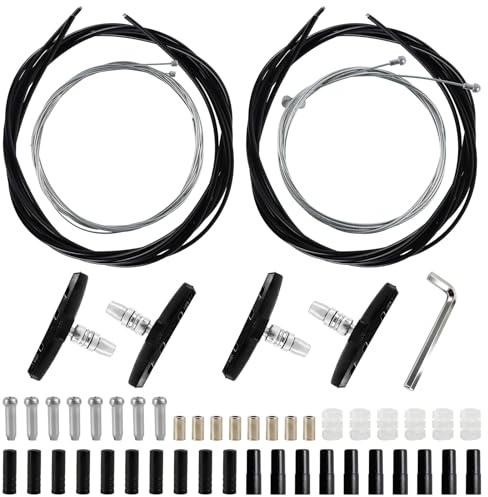 Kytpyi Cavo Freno Bici, Cavifreno per Bicicletta, Universale Acciaio Inossidabile Filo Freno Bicicletta Kit (includere 2 Coppie Pastiglie Freni Bici, Cavi Ingranaggi ECC) per MTB, Bici da Strada