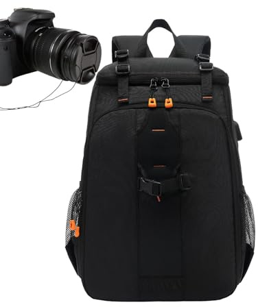Fotoryggsäck - 45 cm vattentålig verktygsväska, rymligt kamerafodral, justerbar laptopväska | Robust utomhusresor, vandring, äventyr, drönare,