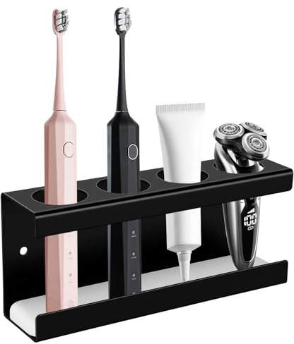 Soporte de cepillo de dientes eléctrico de 4 agujeros,Soporte cepillo de dientes eléctrico,Soporte para cepillos de dientes eléctricos,Soporte para cepillo de dientes de pared sin taladrar,Soporte