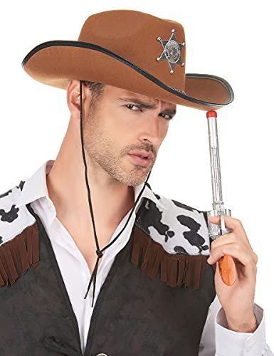 DEGUISE TOI - Chapeau Sherif marron adulte - Chapeau - Taille Unique - Marron - Accessoires pour déguisement - 100% Polyester 100% Polyester - - Carnaval