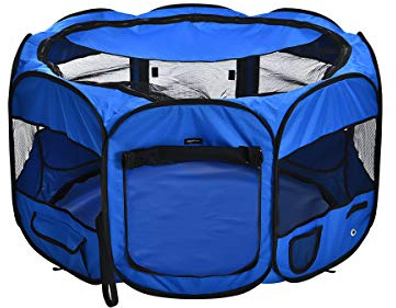 Amazon Basics Octogonale Parc portatif souple pour animaux domestiques,114 cm, Bleu
