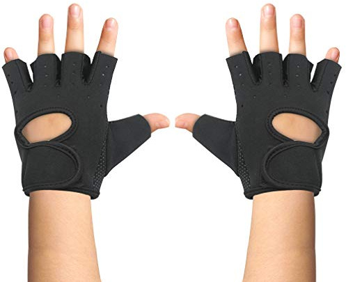 Luwint Kids Fingerless Workout Gloves - Anti-Slip Fitness Mitten for Children Cycling Yoga Weightlifting, 1 Pair