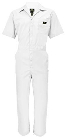 Natural Uniforms Mens Short Sleeve Coveralls Zippered - White - X-Large