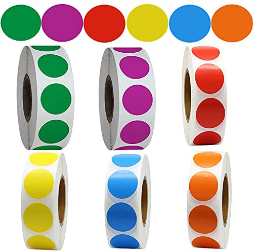 Klebepunkte Bunt Aufkleber 3000 Stück Rund Klebeetiketten Kreis Markierungspunkte Selbstklebende Etiketten Beschreibbare Oberfläche Dot Sticker für DIY Scrapbooking Kalender,500 Stücke/Rolle