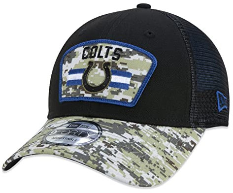 New Era Indianapolis Colts NFL On Field 2021 Salute to Service Black 9Forty Snapback Cap - One-Size