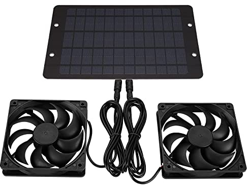 DAZZLEEX Soldriven avgasfläkt ventilationsfläkt avgasfläkt för fjäderfähus växthus dubbel fläktmodell
