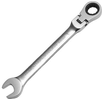 WISEUP Cle plate a cliquet réglable, CR - V forgé clé plate, 16mm clé à cliquet de qualité industrielle, outillage mecanique auto