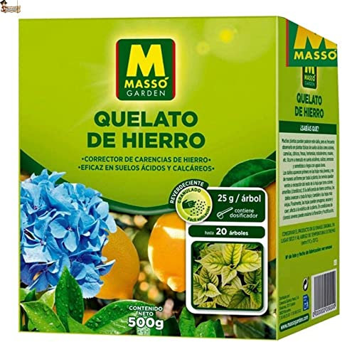 BricoLoco.com Quelato de hierro para plantas granulado con dosificador. 500 grs. Abono anti clorosis férrica+corrector carencias. Todo tipo de plantas, limonero, cítricos, plantas flor (500 grs)
