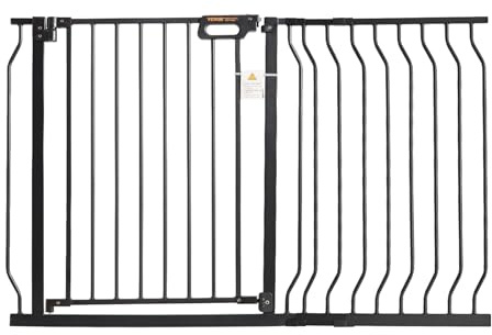 VEVOR Türschutzgitter, Absperrgitter Treppengitter, 749–1229mm Breitenbereich Kindergitter, Haustiergitter, Treppenschutzgitter, Beidseitig Schwenkbare 762mm Höhe, Schwarze Babygitter ohne Bohren