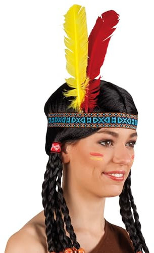 NET TOYS Angesagtes Indianer Stirnband mit Federn - Bunt - Schönes Unisex-Kostüm-Zubehör Indianerin Kopfschmuck
