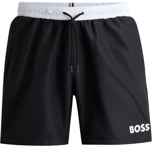 BOSS Herren Starfish Badeshorts mit Kontrast-Logo Schwarz001 L