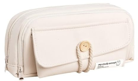 DongMaple Federmäppchen Mädchen Mäppchen, Teenager Federtaschen Pencil case mit grossem Pencil Case, Federmappe für Schule & Büro, Beige