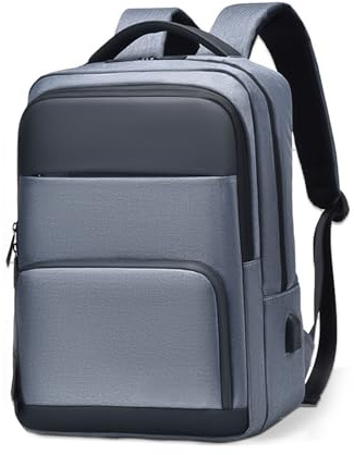 FANDARE Laptop ryggsäck reseryggsäck klassiskt handbagage med USB-laddningsport ryggsäck män skolryggsäck arbete skolväskor resor dagsryggsäck för 15,6 tums bärbar dator, gråblå, L